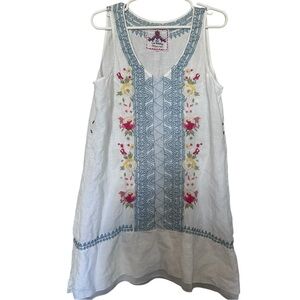 Johnny Was - 100% Linen Floral Embroidered Sleeveless Dress Size Large